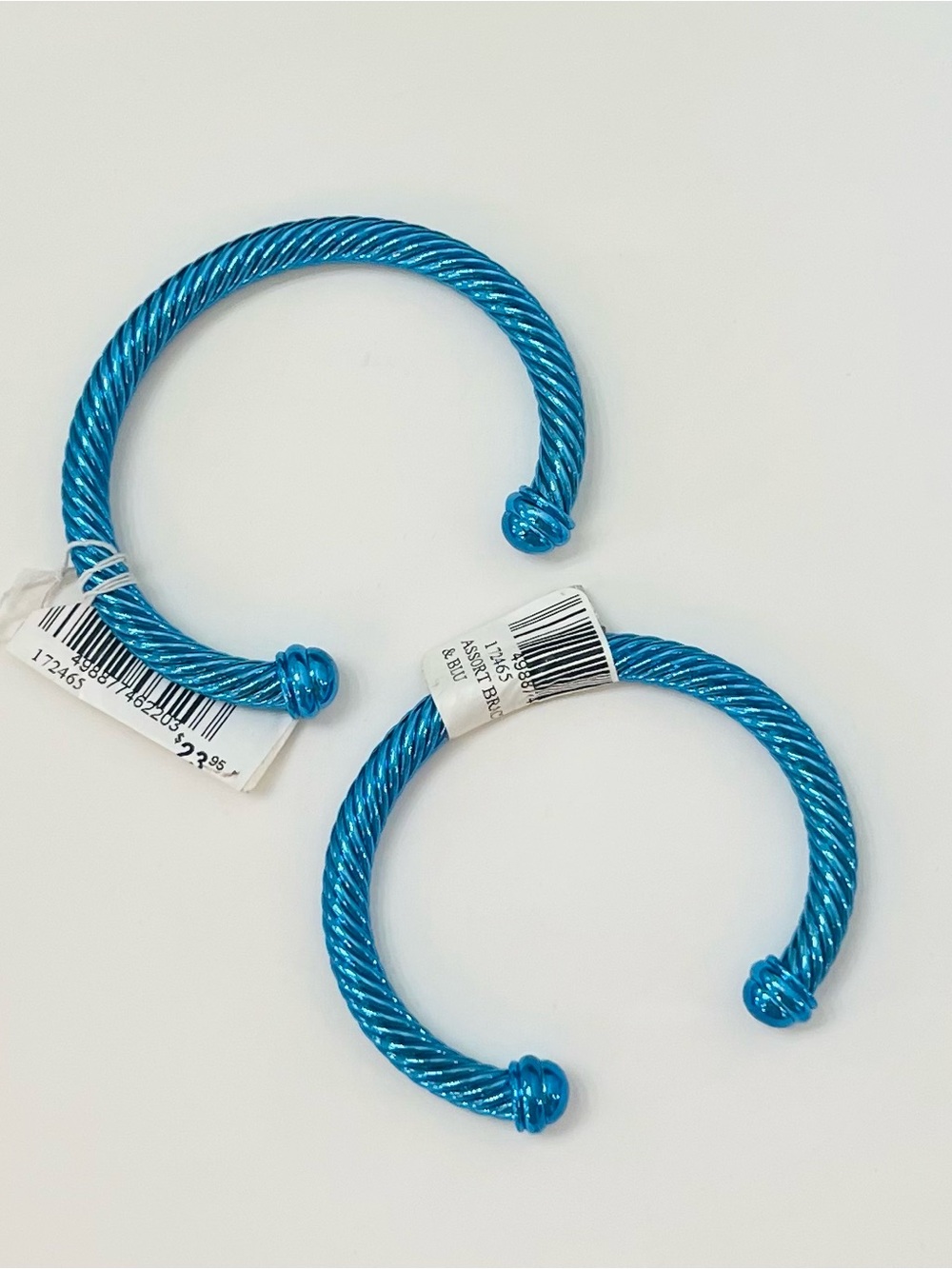 Two Blue Twisted Cable Cuff Gameday Bangle Bracelet NWT